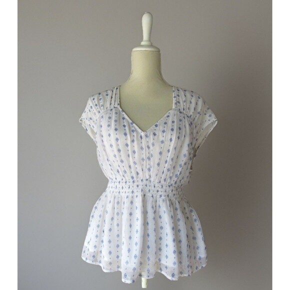 Old Navy Tops - Old Navy Waist-Defined Printed Dolman-Sleeve Top White Geo Women's S